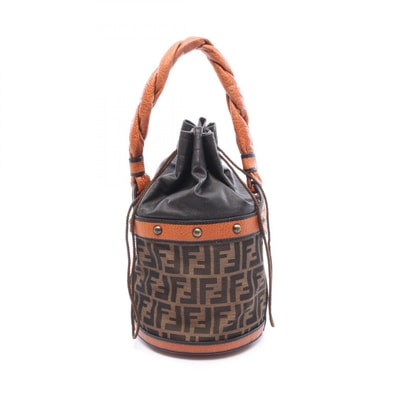 フェンディ FENDI ズッカ バケツバッグ ハンドバッグ バッグ キャンバス レザー レディース ブラウン系 / ブラック系 8BR554 【中古】