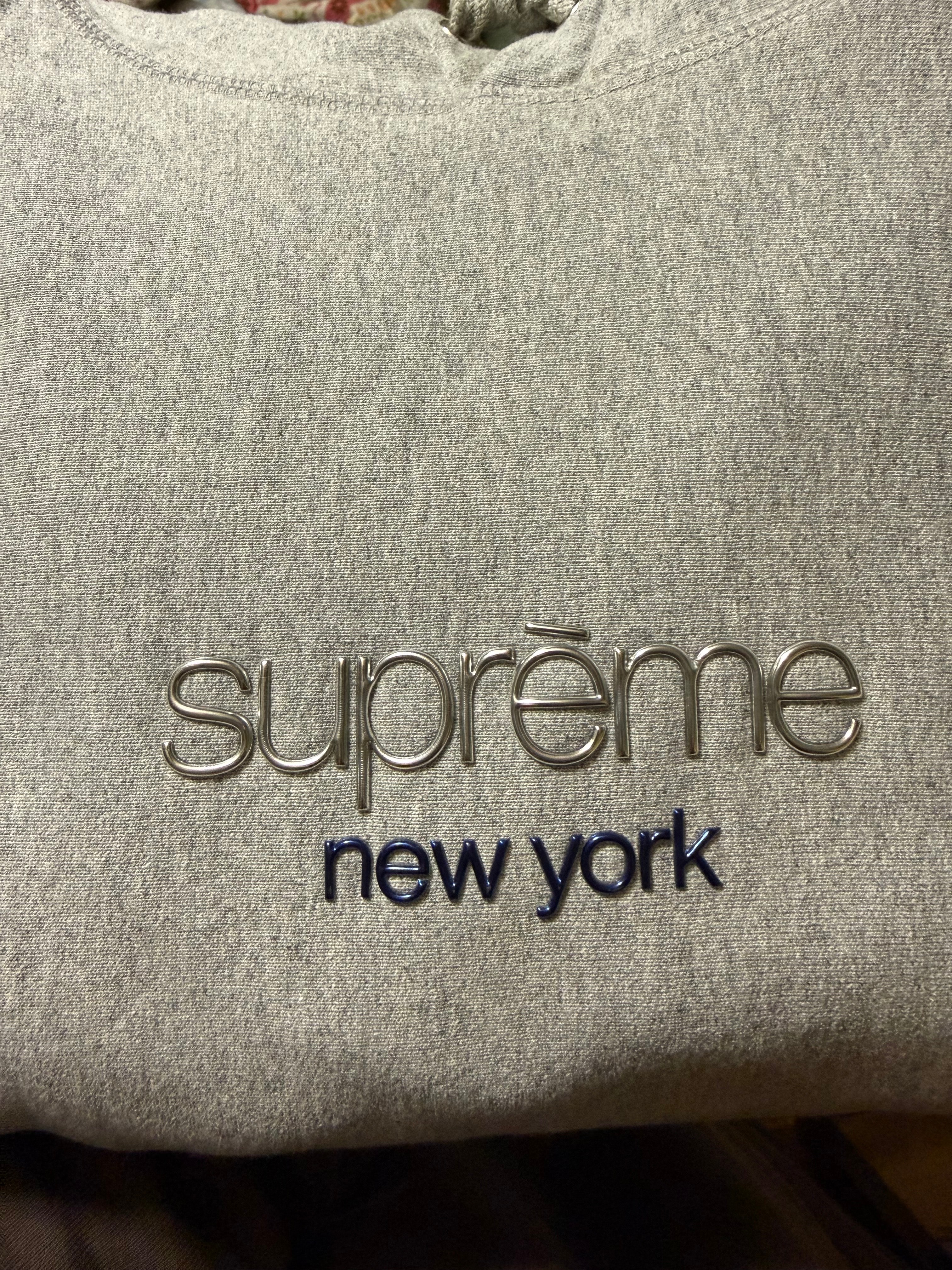 Supreme Chrome Classic Logo Hooded Sweatshirt "Heather Grey"