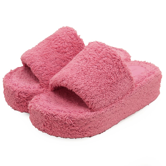 SALE【美品】BALENCIAGA バレンシアガ サンダル サイズ 36 レディース RISE SLIDE パイル テリータオル チャンキーヒール 厚底 シューズ 靴 箱・袋付属 ピンク 桃色 イタリア製