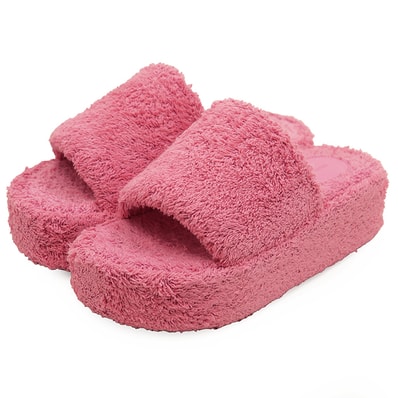 SALE【美品】BALENCIAGA バレンシアガ サンダル サイズ 36 レディース RISE SLIDE パイル テリータオル チャンキーヒール 厚底 シューズ 靴 箱・袋付属 ピンク 桃色 イタリア製