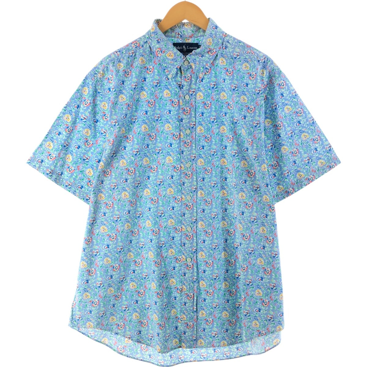 古着 ラルフローレン Ralph Lauren CLASSIC FIT 花柄 半袖 ボタンダウンシャツ メンズXL相当 ヴィンテージ/eaa537268