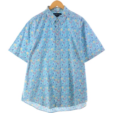 古着 ラルフローレン Ralph Lauren CLASSIC FIT 花柄 半袖 ボタンダウンシャツ メンズXL相当 ヴィンテージ/eaa537268