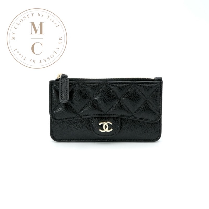 シャネル CHANEL 財布 コインケース 小銭入れ ブラック ゴールド ココマーク フラグメントケース クラシック ジップ コインパース 財布 カードケース
