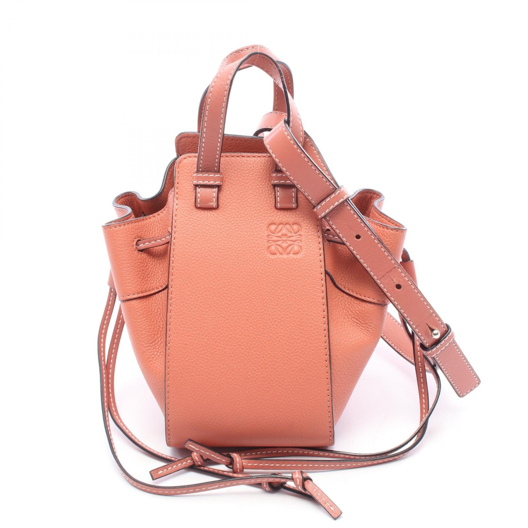 ロエベ LOEWE ハンモック ドローストリングバッグ ミニ 2WAY ハンドバッグ バッグ レザー レディース ピンク系 【中古】