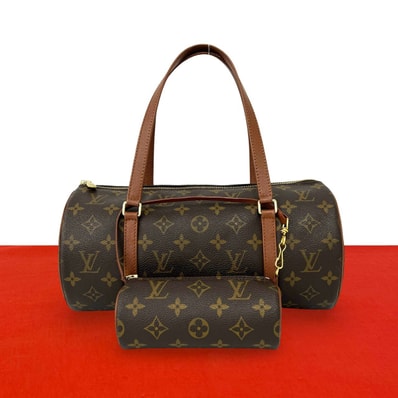 LOUIS VUITTON ルイヴィトン パピヨン 30 モノグラム レザー PVC ハンドバッグ ブラウン
64595