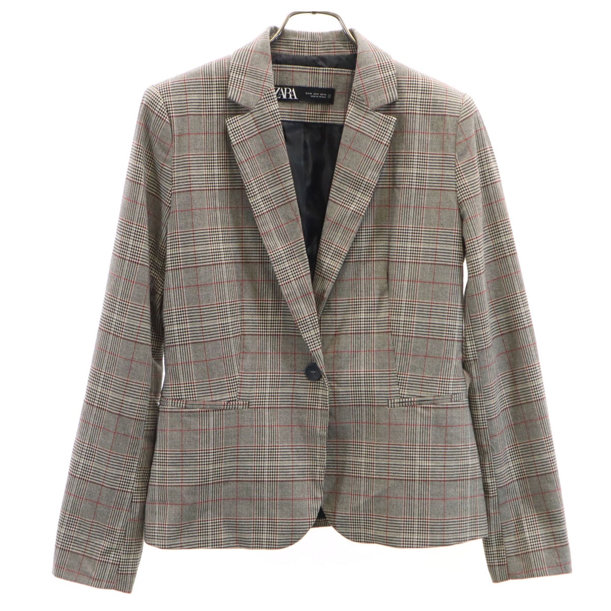 ZARA ザラ チェック柄 テーラードジャケット USA6 グレー