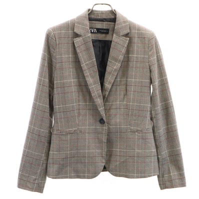 ZARA ザラ チェック柄 テーラードジャケット USA6 グレー