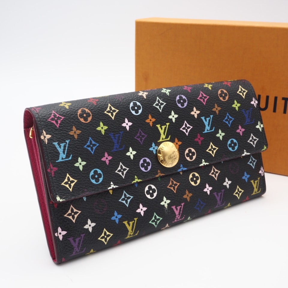 美品 LOUIS VUITTON ルイ・ヴィトン モノグラム マルチカラー キャンバス ポルトフォイユ サラ グルナード M93747 長財布 マルチカラー コーティングキャンバス レディース