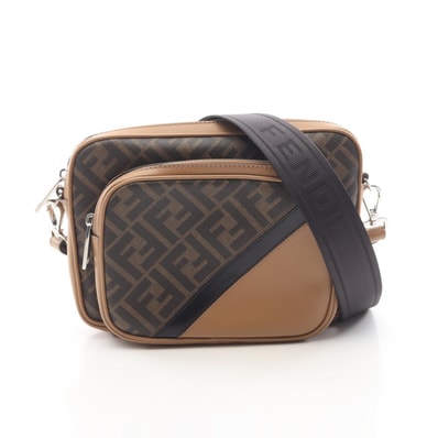 フェンディ FENDI シャドウ ダイアゴナル デュオ ズッカ カメラバッグ ショルダーバッグ バッグ PVCコーティングキャンバス レザー レディース ベージュ系 / ブラック系 7VA607 【中古】