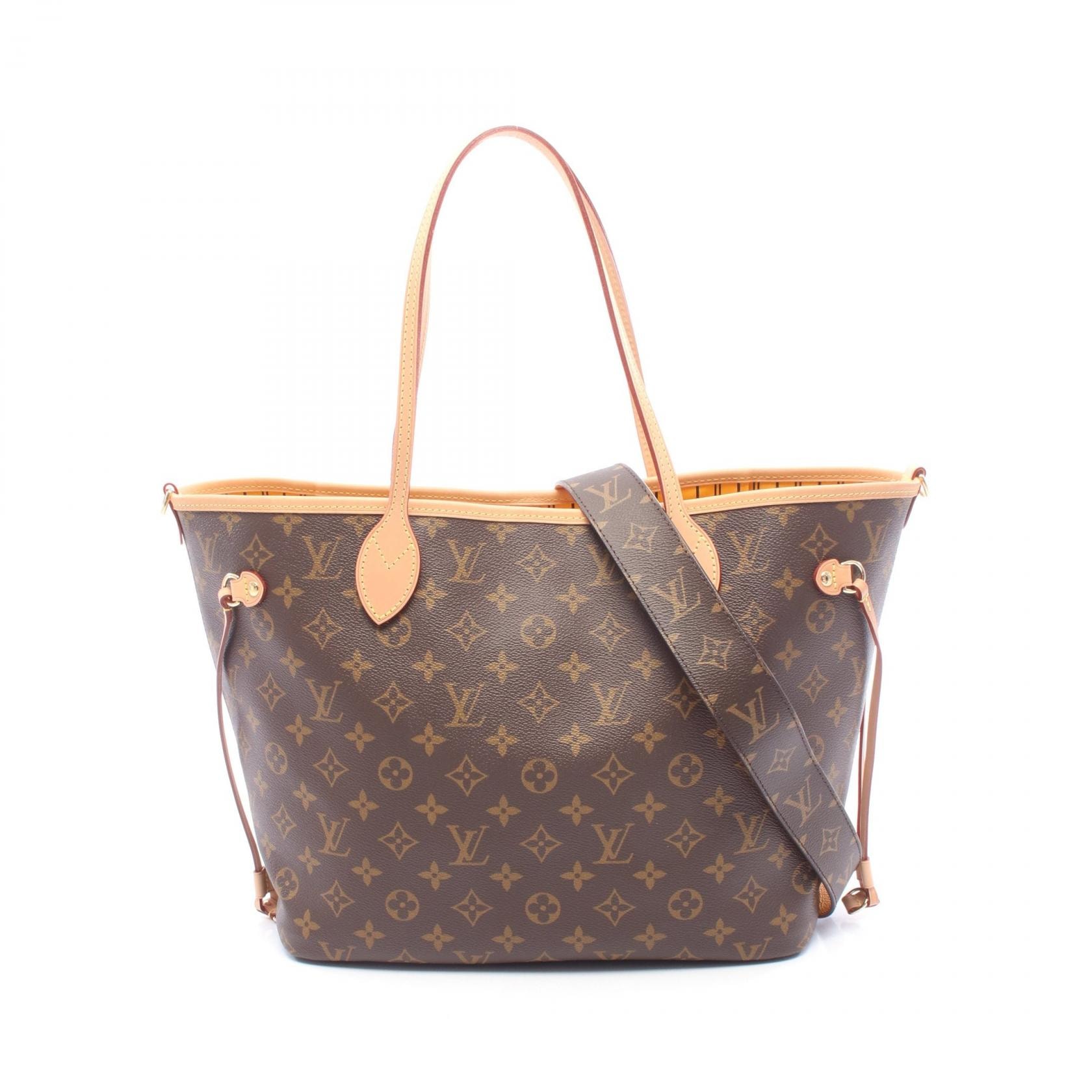 ルイ・ヴィトン LOUIS VUITTON ネヴァーフル インサイドアウトMM モノグラム ジョーヌサフラン リバーシブル 2WAY トートバッグ バッグ PVCコーティングキャンバス レザー キャンバス オレンジ レディース ブラウン系