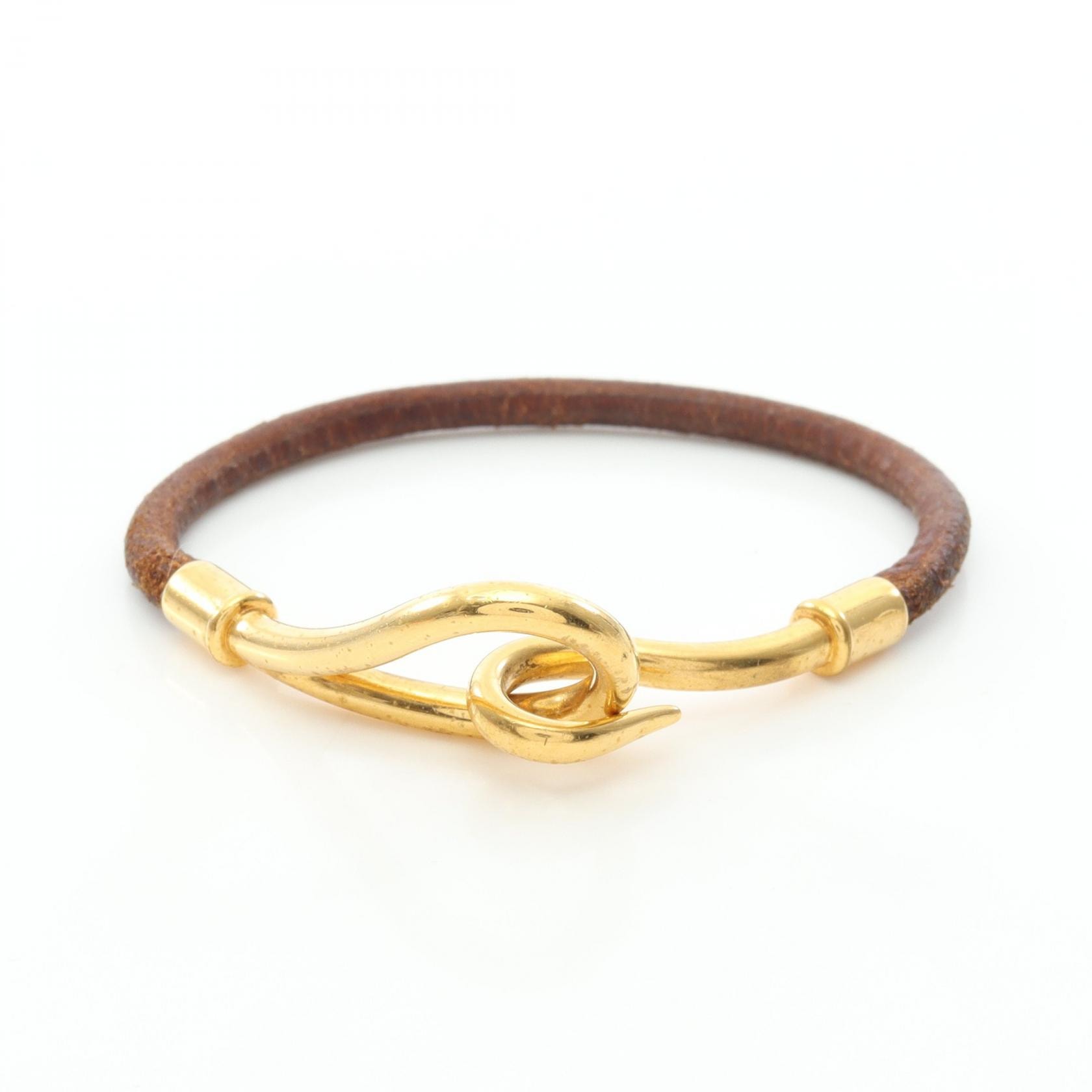 エルメス HERMES ジャンボ ブレスレット アクセサリー GP(ゴールドメッキ) レザー ゴールド レディース ゴールド系 / ブラウン系 【中古】