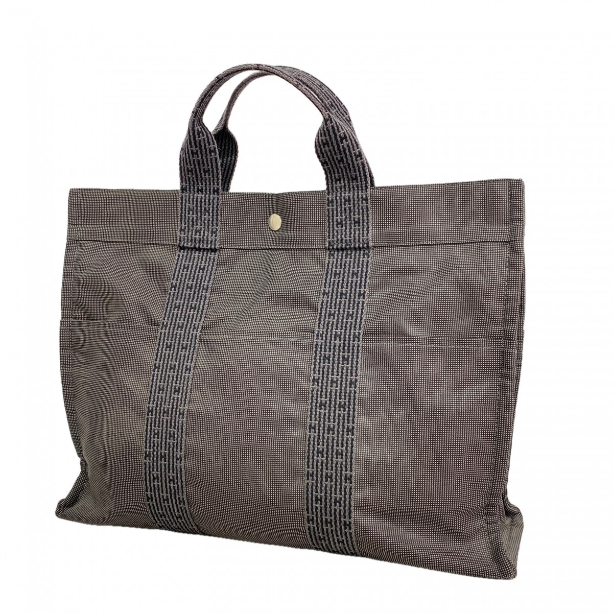 【6gc3659-k】エルメス トートバッグ エールラインMM キャンバス グレー シルバー金具【中古】メンズ レディース ユニセックス