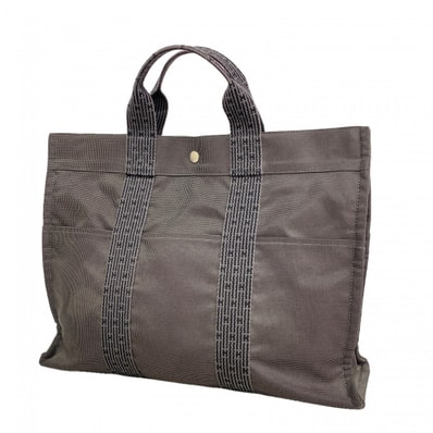 【6gc3659-k】エルメス トートバッグ エールラインMM キャンバス グレー シルバー金具【中古】メンズ レディース ユニセックス