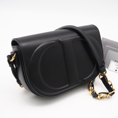 美品 Christian Dior クリスチャンディオール CD シグネチャー ショルダーバッグ M9280UZWS900 ショルダーバッグ ブラック カーフレザー レディース