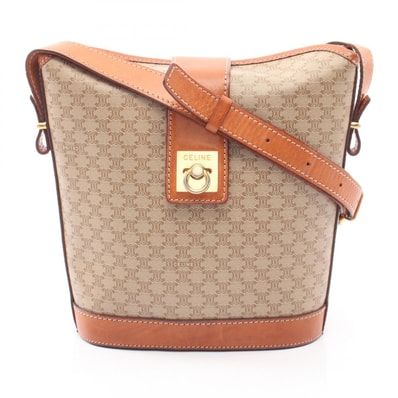 セリーヌ CELINE マカダム ショルダーバッグ バッグ PVCコーティングキャンバス レザー レディース ベージュ系 / ブラウン系 【中古】