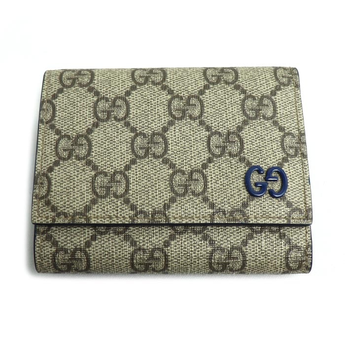 GUCCI グッチ GG ディテール付き GG 三つ折りウォレット 三つ折り財布 ベージュ ブルー 769225 ユニセックス【中古】