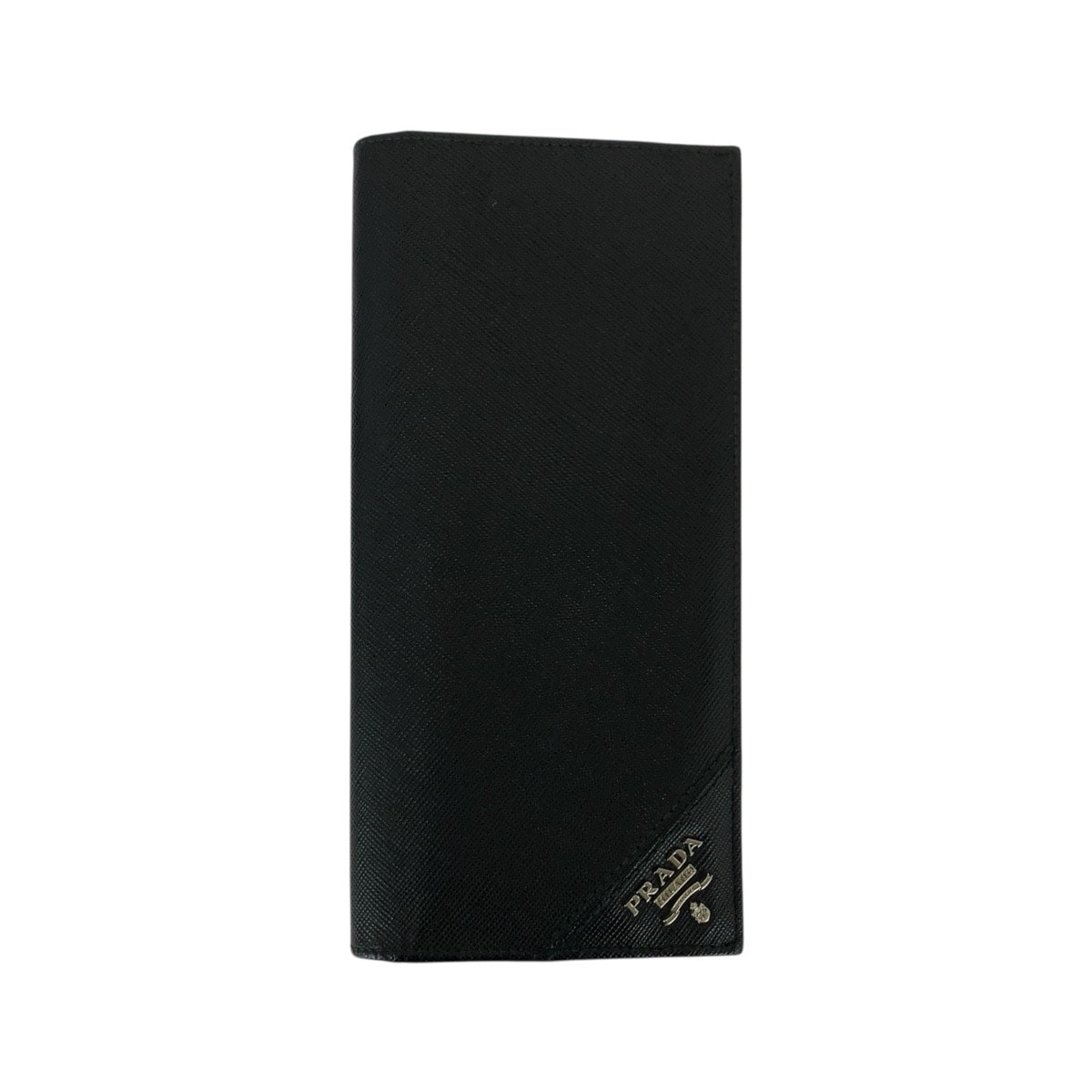 PRADA プラダ サフィアーノ ブラック 黒 シルバー金具 レザー 長財布 ロングウォレット 600042 【中古】