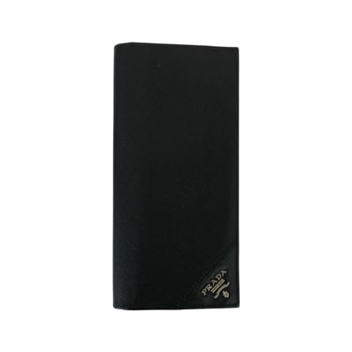 PRADA プラダ サフィアーノ ブラック 黒 シルバー金具 レザー 長財布 ロングウォレット 600042 【中古】