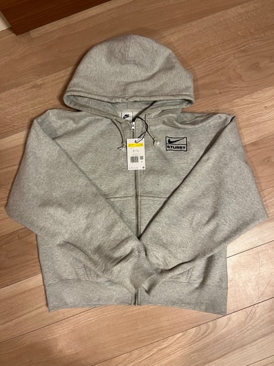 Stussy x Nike Fleece Zip Hoodie "Grey Heather" (US Size) FJ9181-050