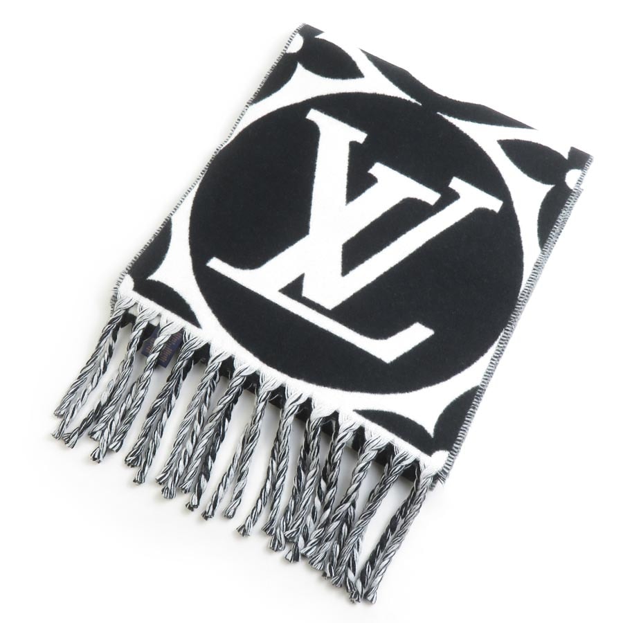 ルイ ヴィトン LOUIS VUITTON マフラー フライト モード マフラー LV メダリオン ウール ノワール レディース M79212【中古】 r11075a