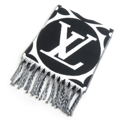 ルイ ヴィトン LOUIS VUITTON マフラー フライト モード マフラー LV メダリオン ウール ノワール レディース M79212【中古】 r11075a