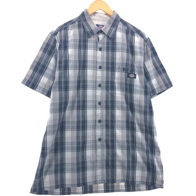 古着 ディッキーズ Dickies チェック柄 半袖 ワークシャツ ボックスシャツ メンズL相当/eaa562739