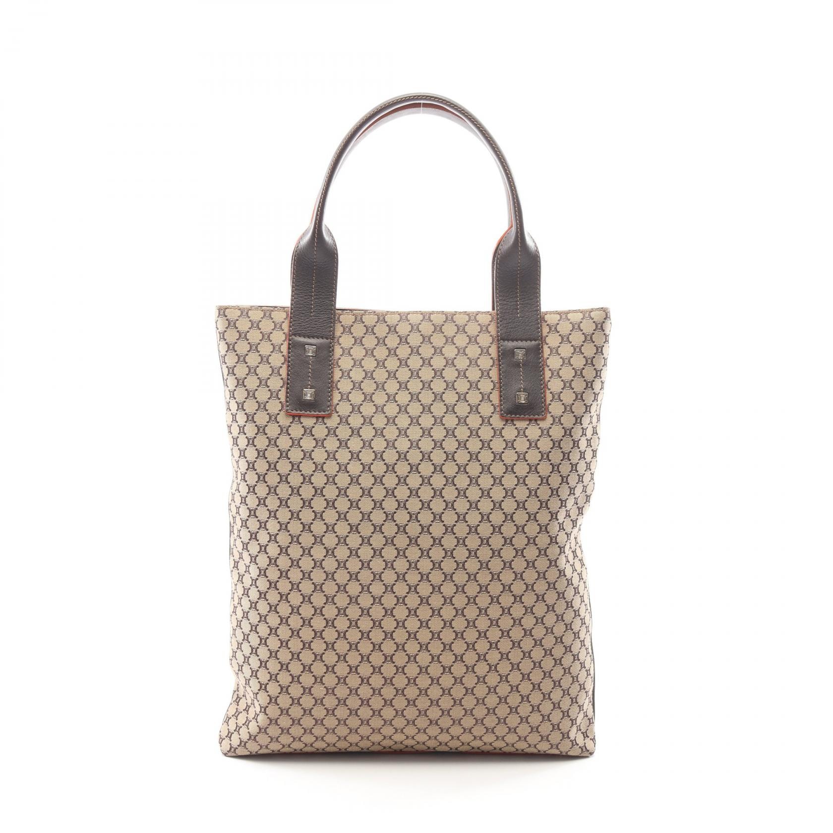 セリーヌ CELINE マカダム トートバッグ バッグ キャンバス レザー レディース ベージュ系 / ブラウン系 【中古】