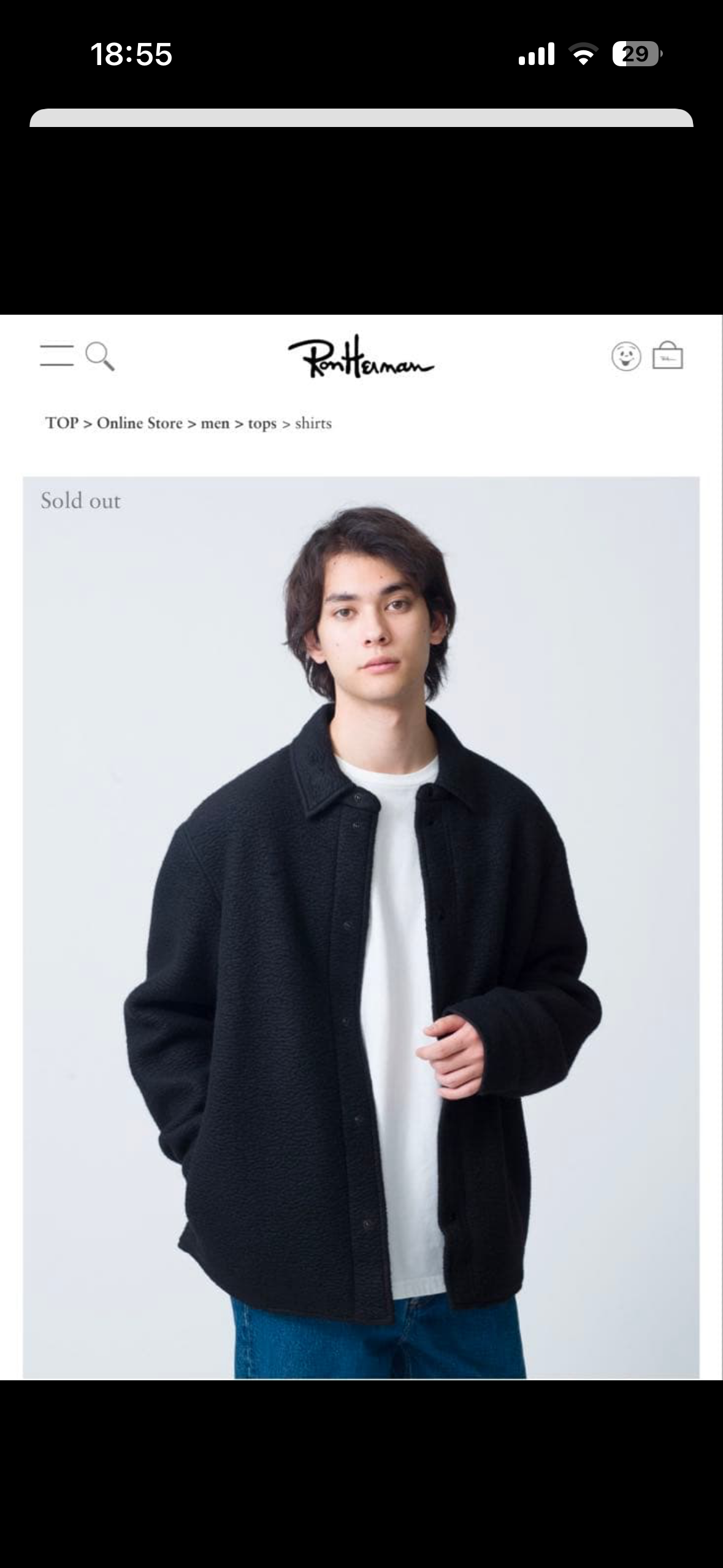 MONCLER ブラック フリースジャケット ロンハーマン別注