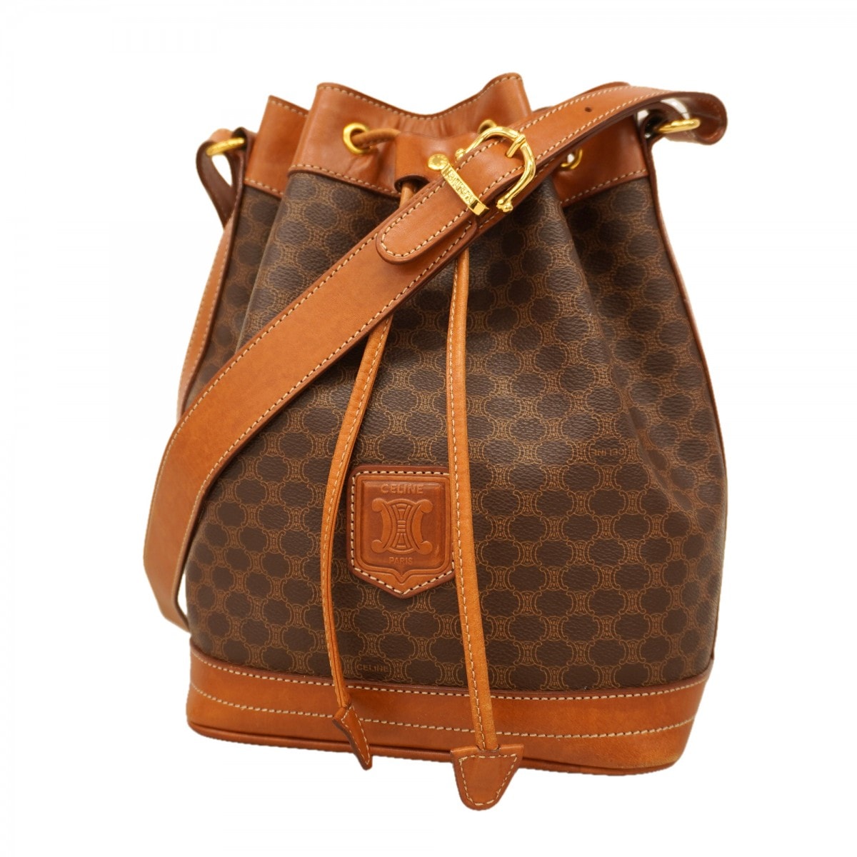 ★最終価格【6cd4613】セリーヌ ショルダーバッグ マカダム PVC ブラウン ゴールド金具【中古】レディース