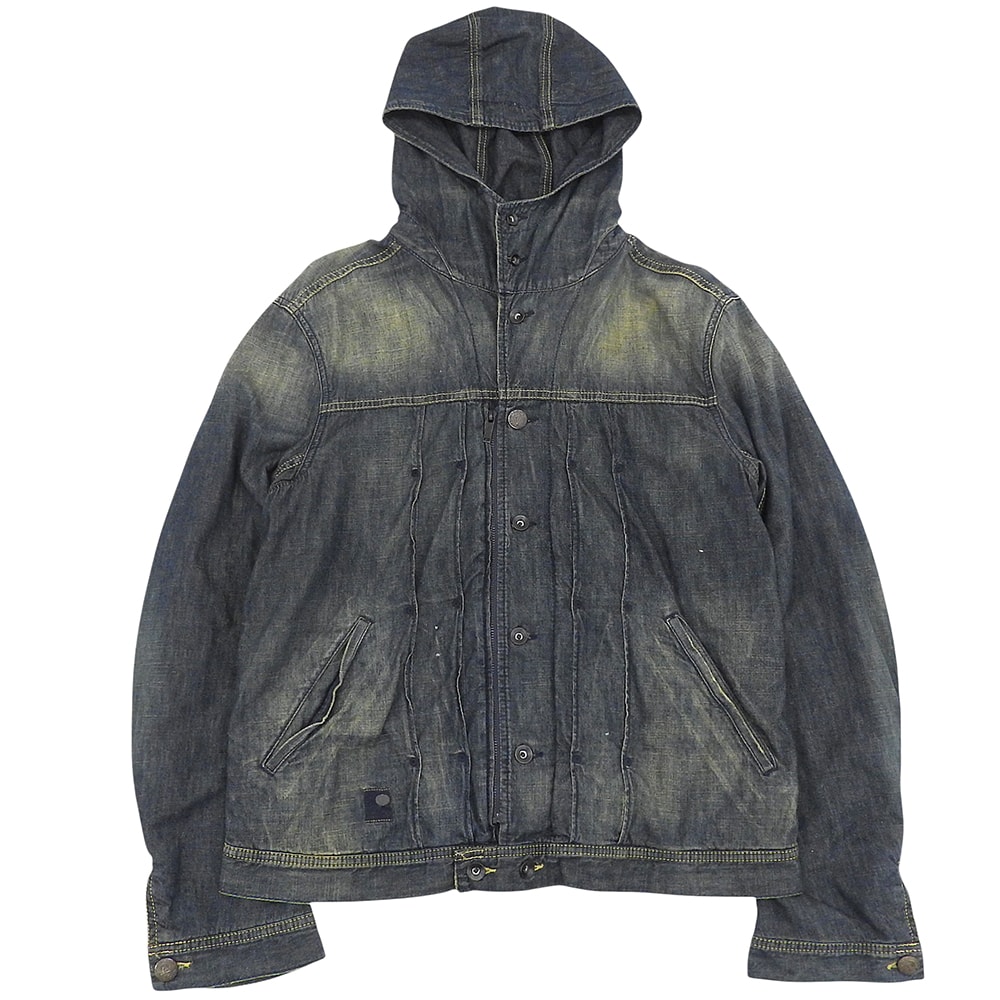 ディーゼル JUZIHOOD ヴィンテージ加工 フーデッド デニムジャケット メンズ インディゴ XL XL