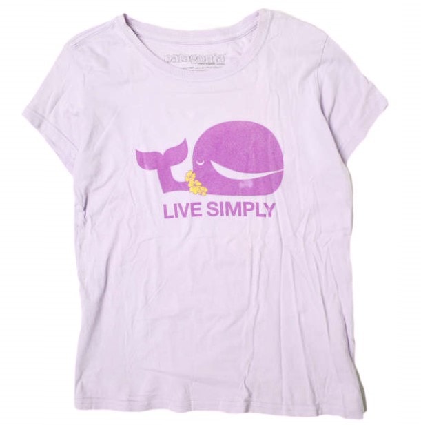 PATAGONIA パタゴニア ﻿Organic Cotton Live Simply T-Shirt キッズ プリントTシャツ KIDS XL パープル 半袖 トップス g13698