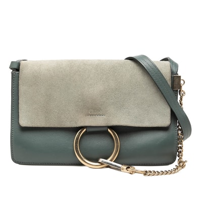 クロエ フェイ 斜め掛け ショルダーバッグ ブルー系 レザー スウェード レディース Chloe 【中古】