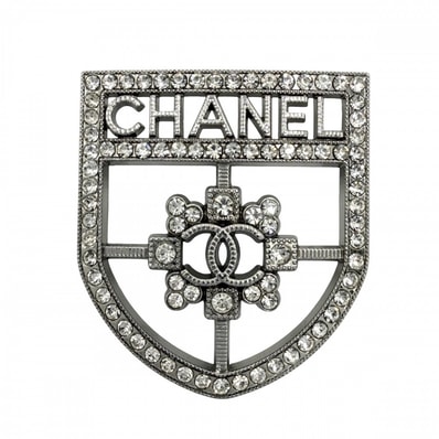 CHANEL シャネル ブローチ エンブレム ココマーク アクセサリー ラインストーン D21K シルバー レディース 約10.6g 2021年【中古品】