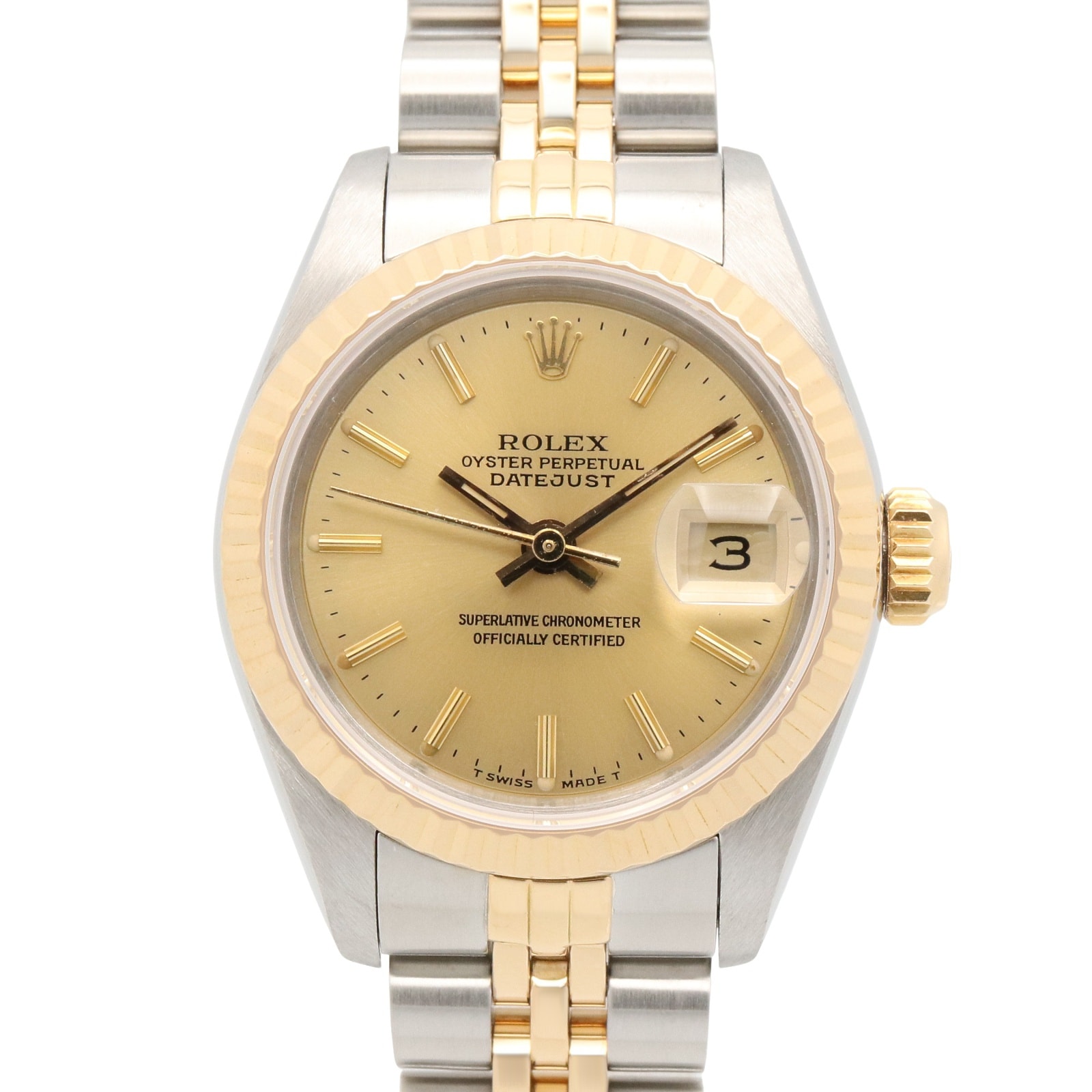 ロレックス ROLEX デイトジャスト R番 腕時計 時計 K18(イエローゴールド) ステンレススチール レディース ゴールド系 シャンパン/バー 69173 【中古】