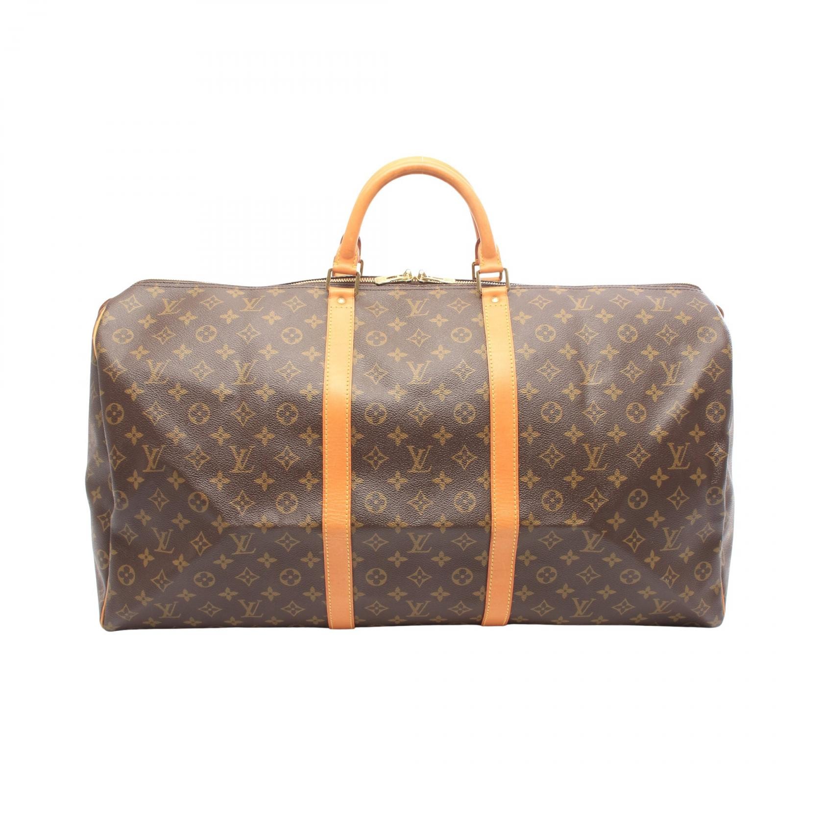 ルイ・ヴィトン LOUIS VUITTON キーポル60 ボストンバッグ バッグ PVCコーティングキャンバス レザー モノグラム メンズ レディース ブラウン系 M41422 【中古】