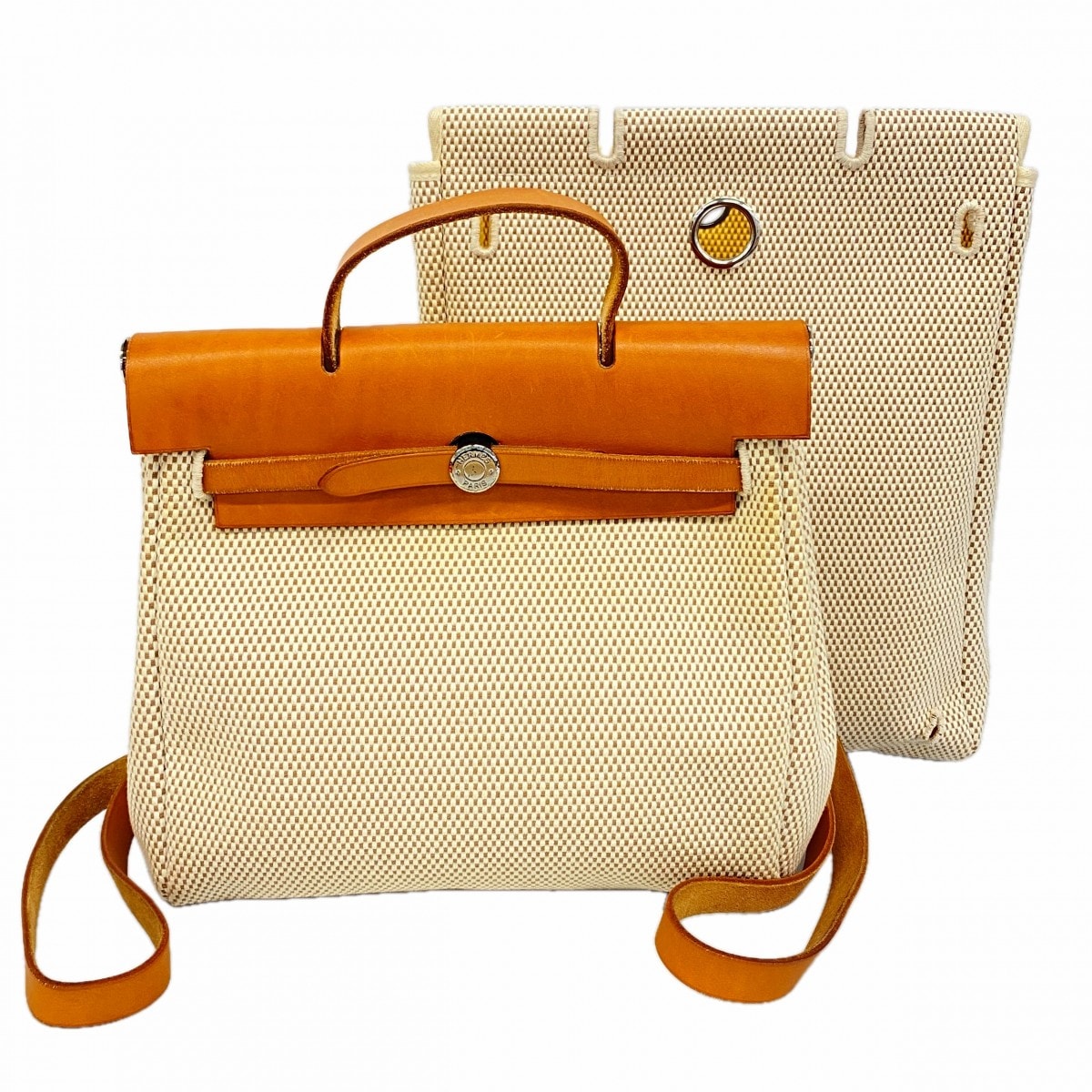 ★SALE【6gd4302】エルメス リュック・デイパック エールバッグアドPM トワルGM ナチュラル シルバー金具 □I刻印【中古】レディース