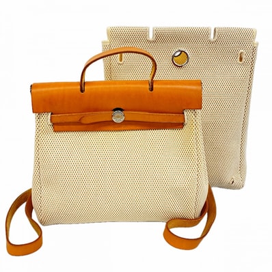 ★SALE【6gd4302】エルメス リュック・デイパック エールバッグアドPM トワルGM ナチュラル シルバー金具 □I刻印【中古】レディース