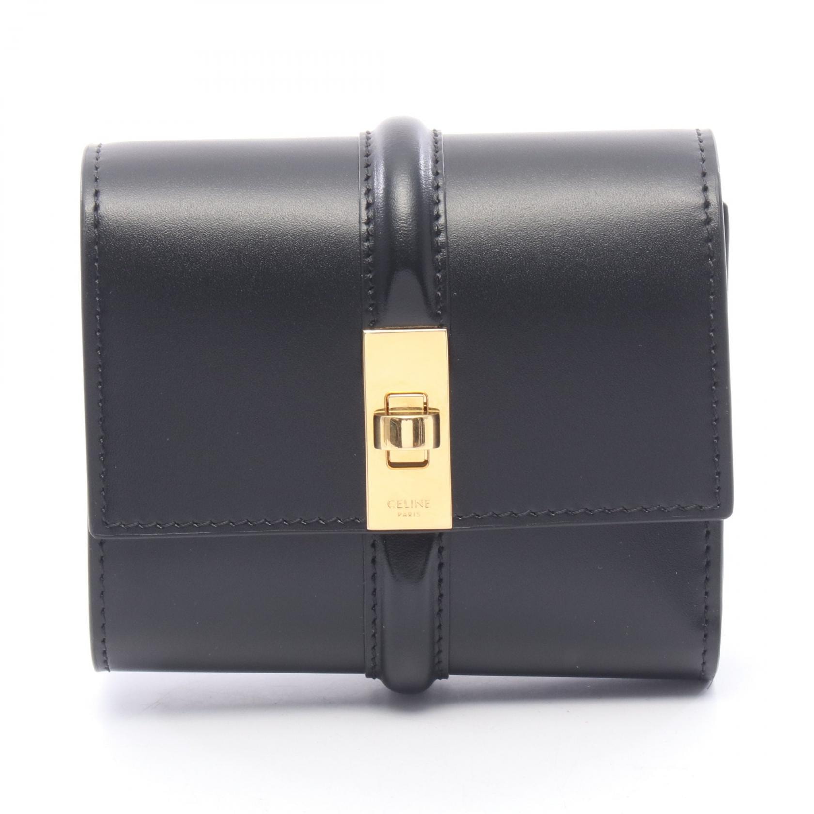 セリーヌ CELINE スモール トリフォールドウォレット 16 セーズ 三つ折り財布 財布 レザー レディース ブラック系 10F523CQ738NO 【新品】