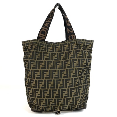 フェンディ FENDI ズッカ ロゴ 折り畳み エコバッグ ヴィンテージ カバン バッグ 肩掛け トートバッグ ハンドバッグ ショルダーバッグ キャンバス ブラウン