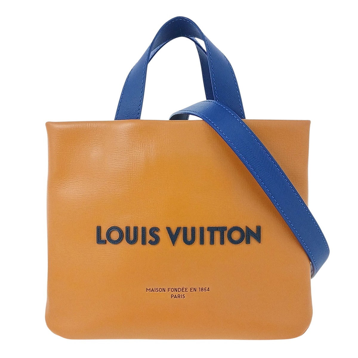 LOUIS VUITTON ルイ・ヴィトン ショッパー トート MINI 2WAY トートバッグ M15237 カーフ レザー サフランイエロー  レディース【中古】