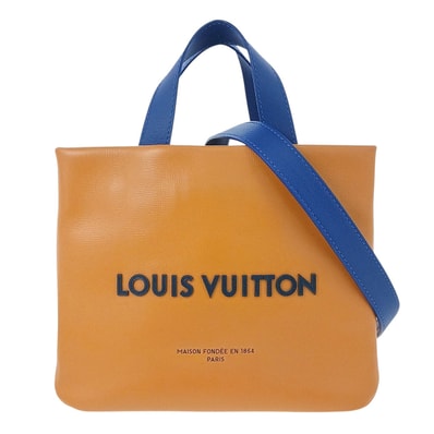 LOUIS VUITTON ルイ・ヴィトン ショッパー トート MINI 2WAY トートバッグ M15237 カーフ レザー サフランイエロー レディース【中古】