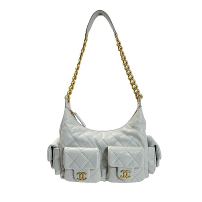 CHANEL シャネル マトラッセホーボーバッグ AS5339 ラムスキン ライトグレー ショルダーバッグ レディース
