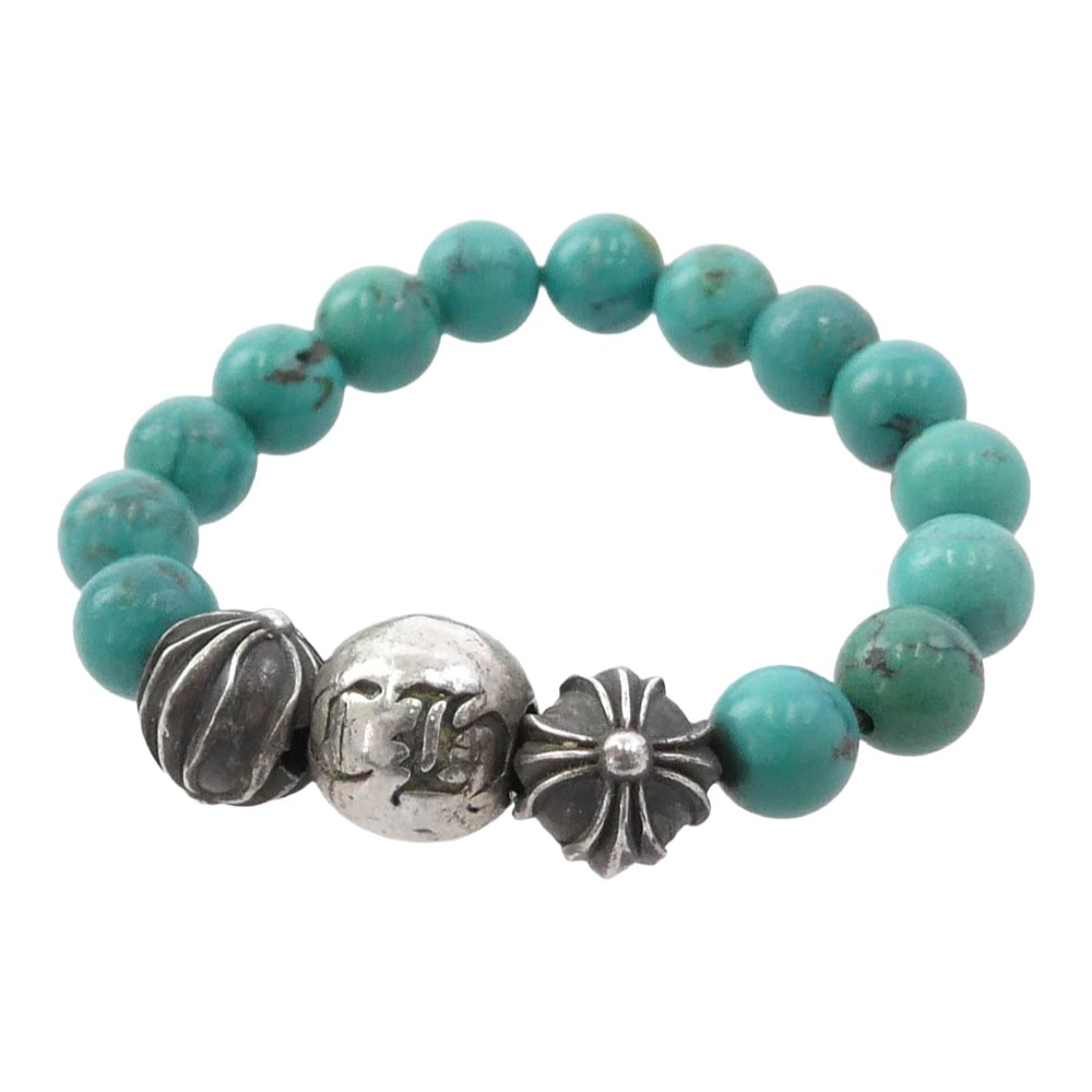 CHROME HEARTS クロムハーツ(原本無) リング BEAD RING ビーズ ビーズリング ターコイズ グリーン系 シルバー系 #19号【中古】