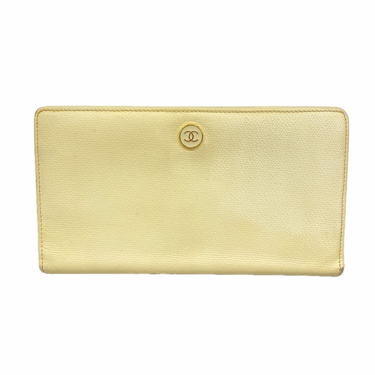 【6ic4403】シャネル 長財布 ココボタン レザー アイボリー ゴールド金具【中古】レディース