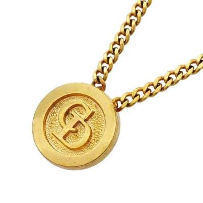 ★SALE【6jhb0606】クリスチャンディオール ネックレス CDロゴ 丸型 サークル GPメッキ ゴールド【中古】レディース