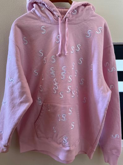 Supreme Embroidered S Hooded Sweatshirt "Pink"