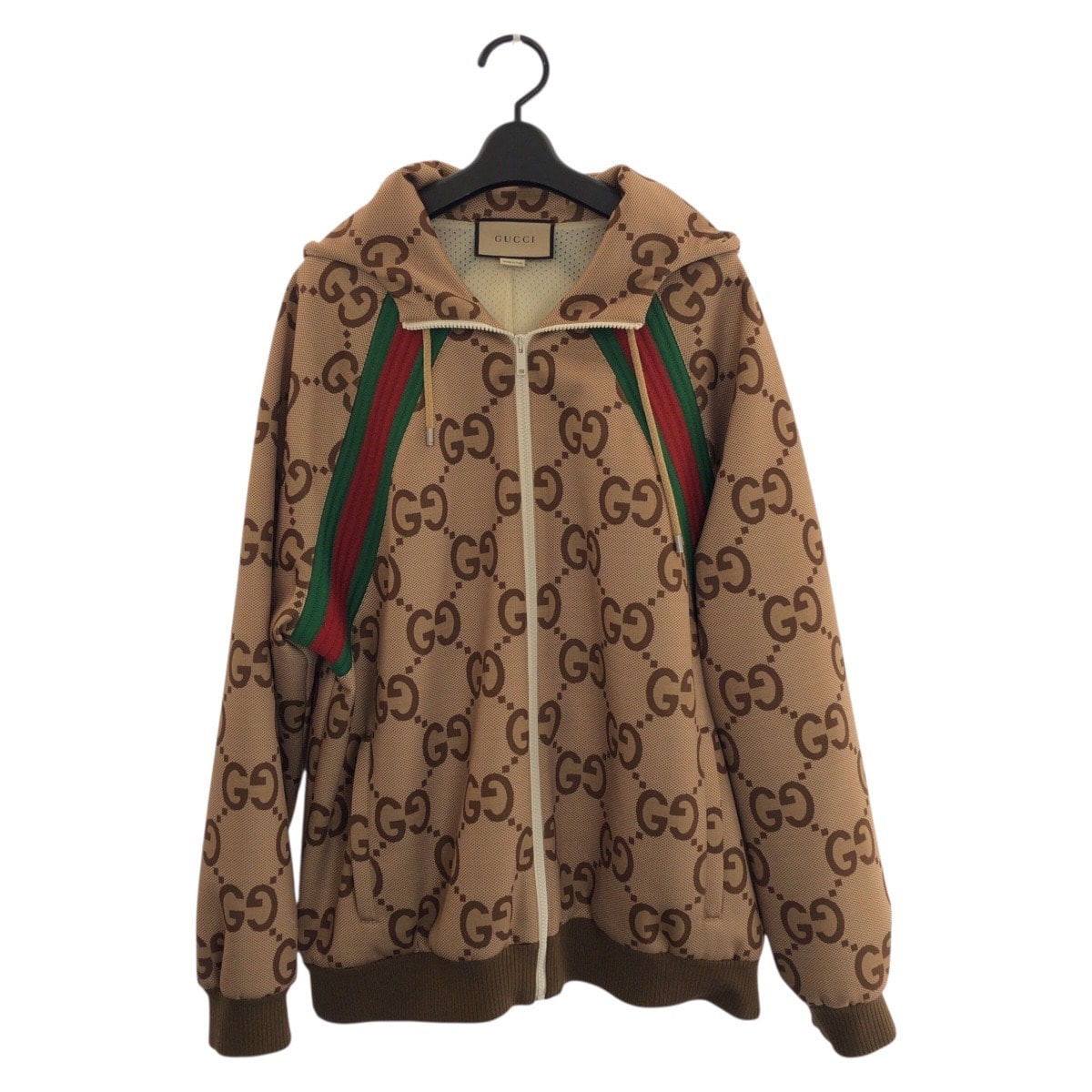 美品 GUCCI グッチ シェリーライン ジャンボGG サイズL ベージュ ブラウン ポリエステル ジャケット トラックジャケット 604011 【中古】