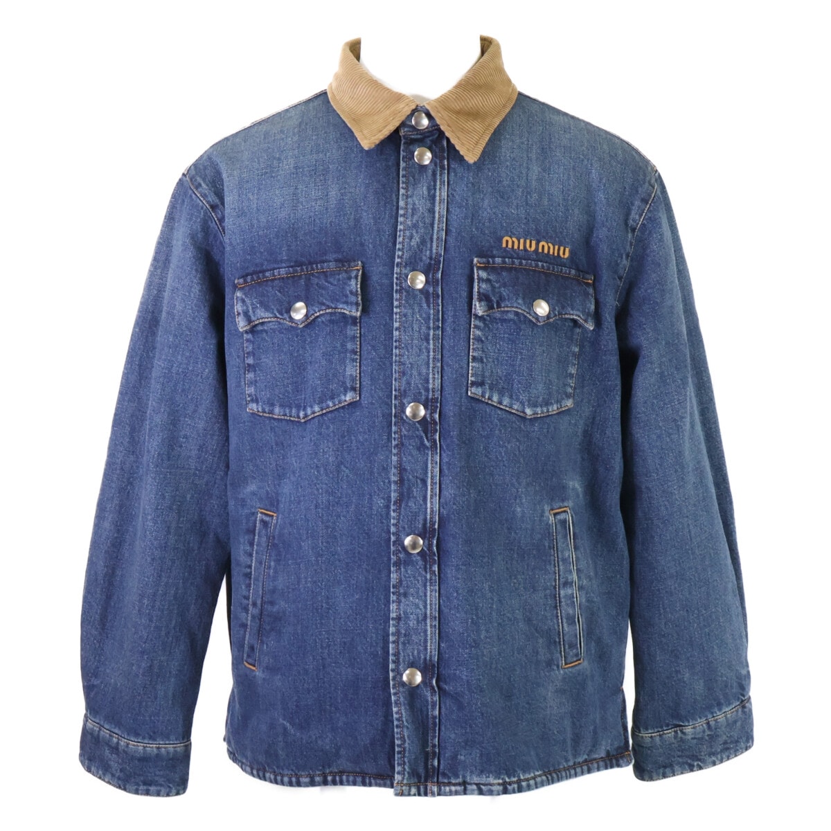 ミュウミュウ 【新品同様/国内正規/24年製】GWB234 Denim Down Jacket デニム ダウンジャケット 40