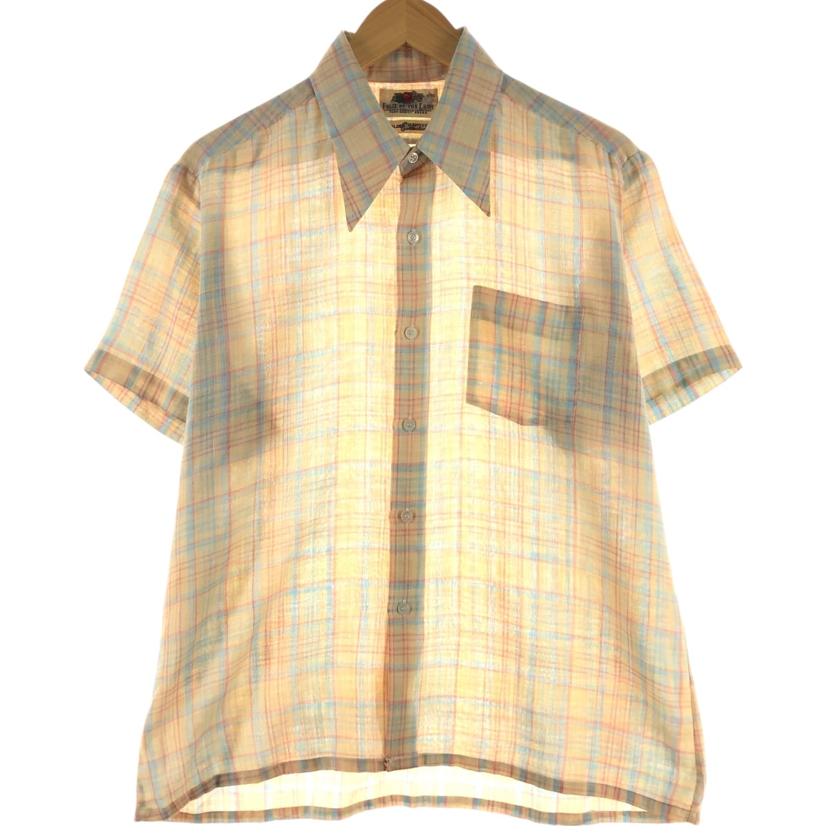 古着 70年代 フルーツオブザルーム FRUIT OF THE LOOM 半袖 チェックシャツ メンズL相当 ヴィンテージ/eaa544311