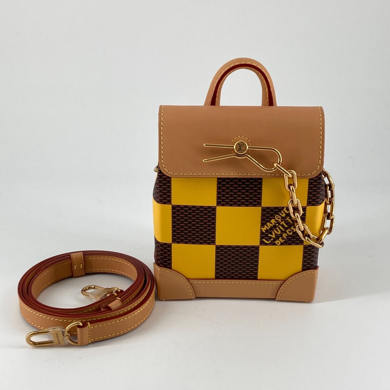 LOUIS VUITTON(ルイヴィトン) ダミエ ポップ ナノ スティーマー ショルダー バッグ イエロー×ブラウン